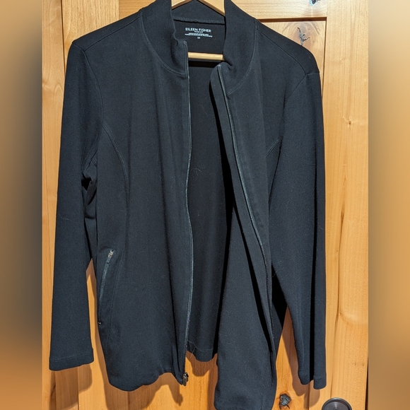 Eileen Fisher Woman Full Zip Sweater/Jacket Made In USA Black Sz 1X - Picture 5 of 7